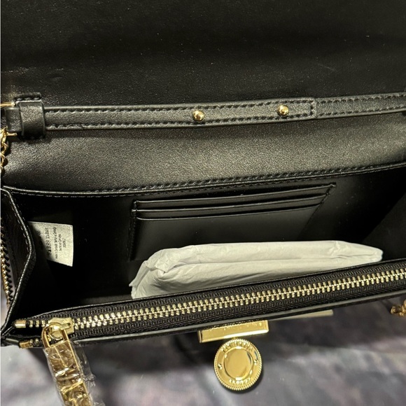 TED BAKER Parisa Chain Strap Crossbody Flap Bag w/ Logo Toggle Lock BLACK - Picture 6 of 6